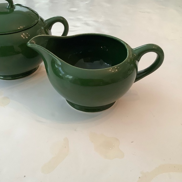 Vintage Green Ceramic Sugar & Creamer Set - Picture 2 of 7